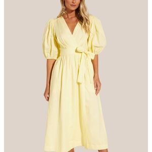 Amalie Elegant Yellow Midi Dress